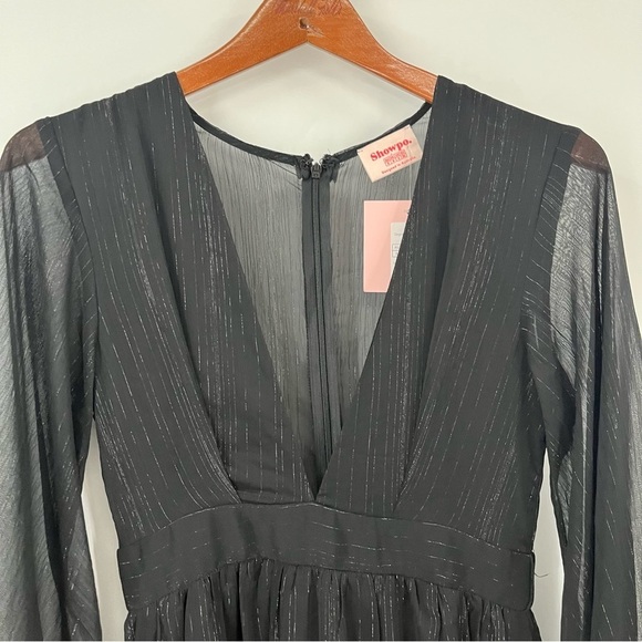 Showpo US4 Dangerous Woman Black Maxi Dressbell sleeve witch sexy goth 0864 - Picture 14 of 15